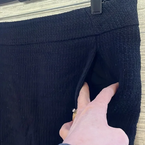 Loft Navy Blue Knitted Cotton Blend Lined Womens Mini Skirt Size 10 525 - Picture 3 of 6